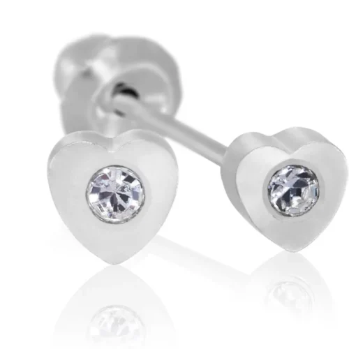 Perforación con Aritos Corazón Acero con circón Inverness