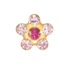 Perforación con Flor Cristal Rosa bañado Oro Inverness Bañados en oro 24K