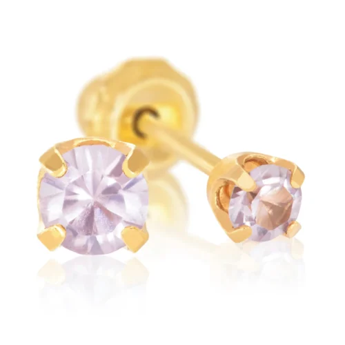 Perforación con Aritos June Pink bañado en oro de 24 quilates con Circón Rosado Inverness