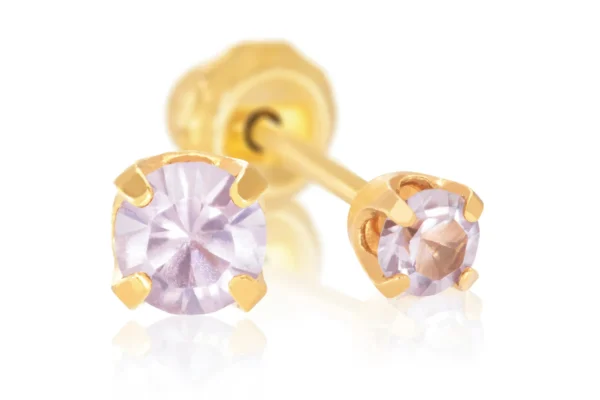 Perforación con Aritos June Pink bañado en oro de 24 quilates con Circón Rosado Inverness