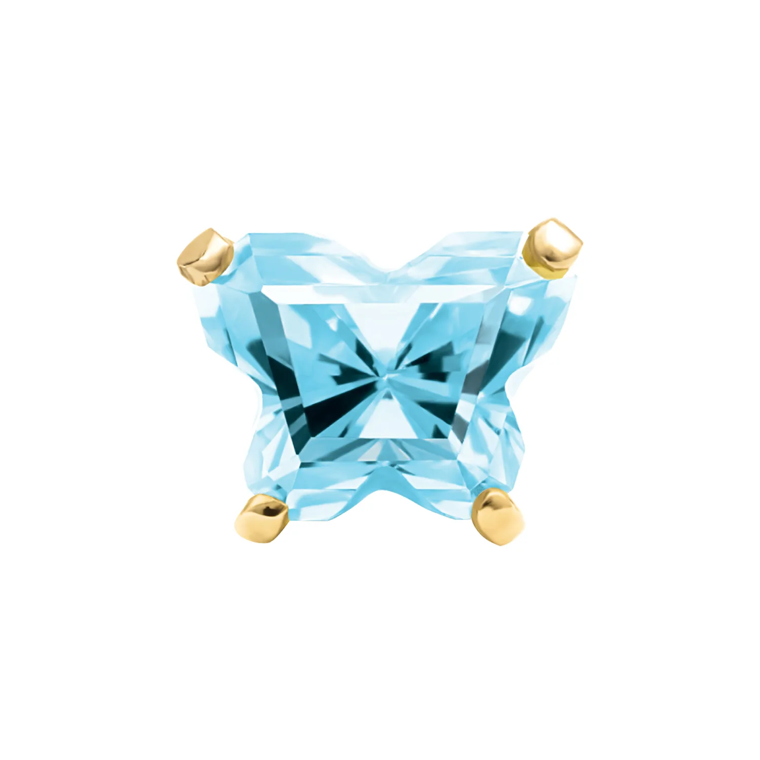 Perforación con Flor Cristal Agua Marina bañado Oro Inverness Bañados en oro 24K