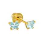 Perforación con Flor Cristal Agua Marina bañado Oro Inverness Bañados en oro 24K