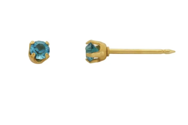Aritos December blue Bañados en oro 24K