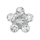 Perforación con Aritos Flor Cristal Acero de 5mm con Circón Inverness