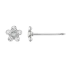 Perforación con Aritos Flor Cristal Acero de 5mm con Circón Inverness
