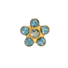 Perforación con Flor Cristal Celeste bañado Oro Inverness Bañados en oro 24K