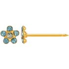 Perforación con Flor Cristal Celeste bañado Oro Inverness Bañados en oro 24K