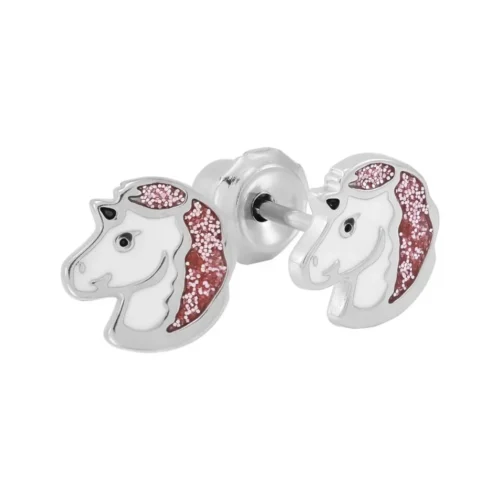 aritos de Unicornio Purpurina Rosa 6mm