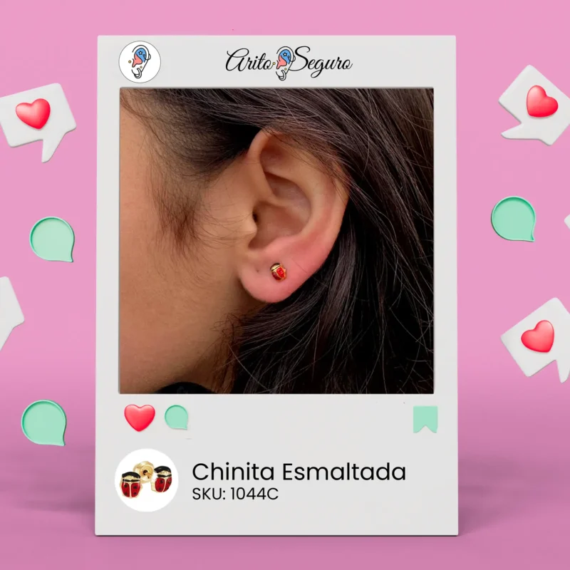 Perforación con Chinita Esmaltada 5 mm bañado en Oro 24 kt Arito Seguro