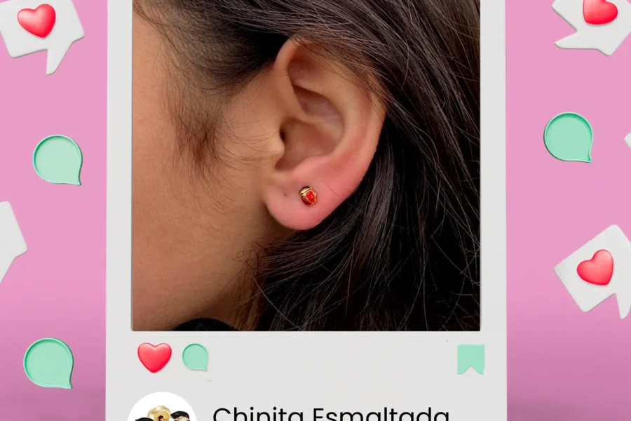 Perforación con Chinita Esmaltada 5 mm bañado en Oro 24 kt Arito Seguro