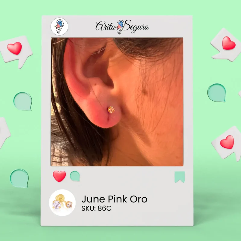 Corrección de perforación con June Pink bañado en Oro 24 kt Arito Seguro