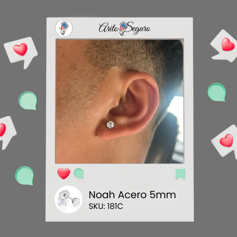 Noah Acero 5mm: La Elegancia Hipoalergénica que Revoluciona tus Perforaciones